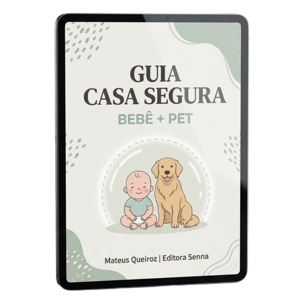 Mockup 3D Premium — Guia Casa Segura: Bebê + Pet